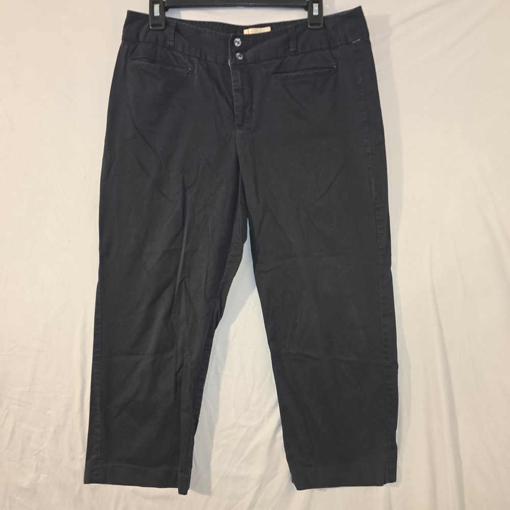 Columbia Capri Pants 10 Womens Black River Resort Flamingo Cotton Stretch FL8039